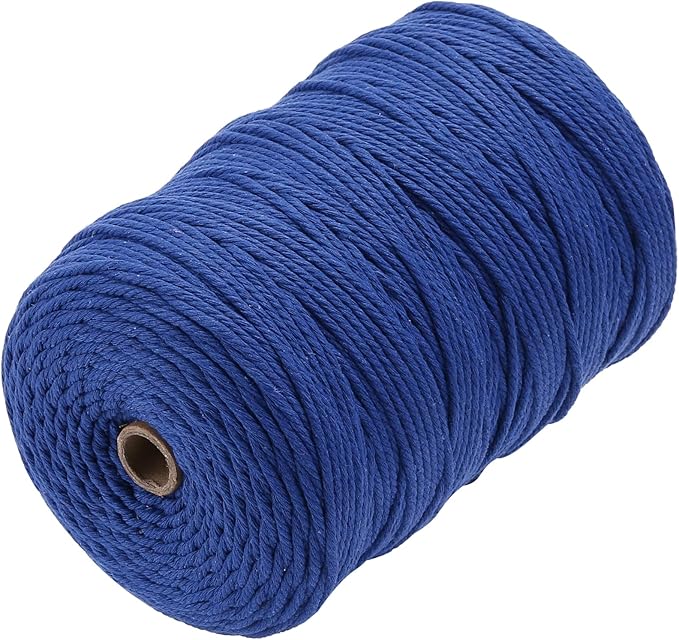 Cotton Macrame Cord 3mm 328yards Natural Colored Macrame Supplies, Soft Craft Cotton Rope for Plant Hanger Wall Hanger Dreamcatcher (Dark Blue)