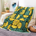Boho Abstract Colorful Floral Throw Blanket, Vintage Retro Patchwork Yellow Green Flower Botanical Geometric Aesthetic Groovy Flannel Throw Blanket for Chair Bed Sofa Couch, 50X60IN