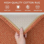 KOZYFLY Long Runners for Hallways 3x12 ft Washable Kitchen Runner Non Slip Rubber Backed Hallway Rugs Cotton Entryway Runner Rug Floor Carpet for Indoor Hall, Backdoor, Kitchen, Orange/Tan