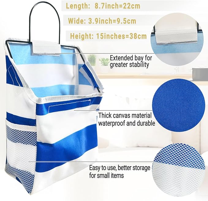 Wall-Hanging Storage Bags, Desktop Organizer Basket Cotton Linen Hanging Storage Basket for Kitchen,Bderoom,Living Room (#1 Streak)