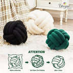 Uvvyui Knot Pillow Ball, Soft Home Decorative Pillows, Round Throw Pillow, Handmade Knotted Plush Pillow, Round Boucle Pillow Cushion (11 Inches Dark Green)