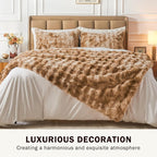 EMME Faux Fur Blanket Twin Size Tie Dye Brown - Big Bubble Rabbit Cozy Blanket for Couch, Thick Furry Plush Shaggy Blankets, 650GSM, 60x80 Inches