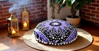 CRAFT KALA 22" Bohemian Floor Pillow Pouf Cover Mandala Boho Large Round Meditation Room Pillow Covers for Adults Seating Poufs Cushion Cover for Kids Playroom Purple Burning Sun
