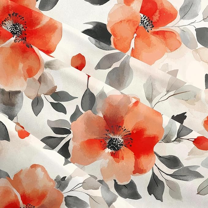 Burnt Orange Watercolor Floral Throw Pillow Covers 18x18 Set of 2, Spring Black Beige Flowers Decorative Pillowcases, Double-Sided Print Cushion Covers for Couch Sofa Bedroom Living Room Spring Decor