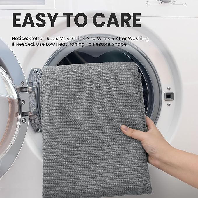 EARTHALL Washable Runner Rug 2.6x10 Ft Non Slip Runners for Hallways Cotton Rubber Backed Kitchen Runner Braided Indoor Floor Carpet Runners for Entryway, Hallway, Kitchen, Bedroom, Charcoal Gray