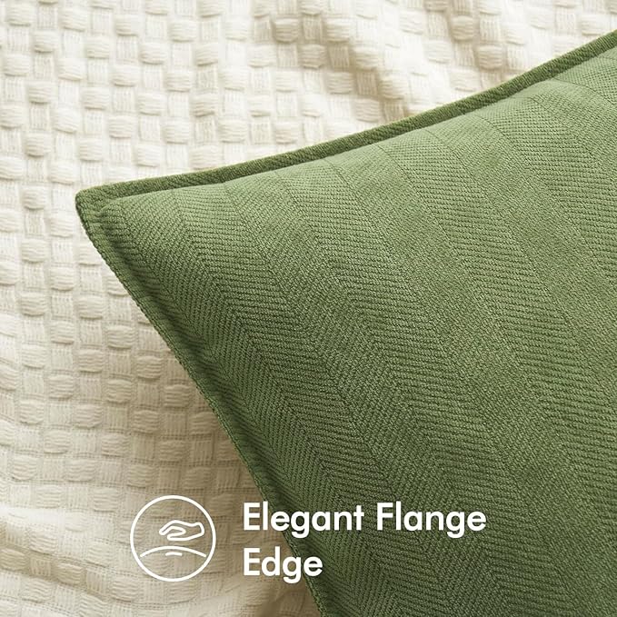 MIULEE Pack of 2 Sage Decorative Pillow Covers 20x20 Inch Soft Chenille Luxurious Couch Throw Pillows Farmhouse Cushion Covers with Elegant Design for Sofa Bedroom Living Room Spring Home Decor