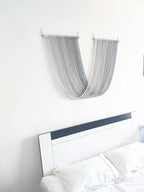 QULBUJ Dip Dye Large Macrame Wall Hanging Tie-Dye Yarn Tapestry Home Boho Wall Decor Ombre Art Headboard Bedroom Living Room 52" Wx34 L,Grey