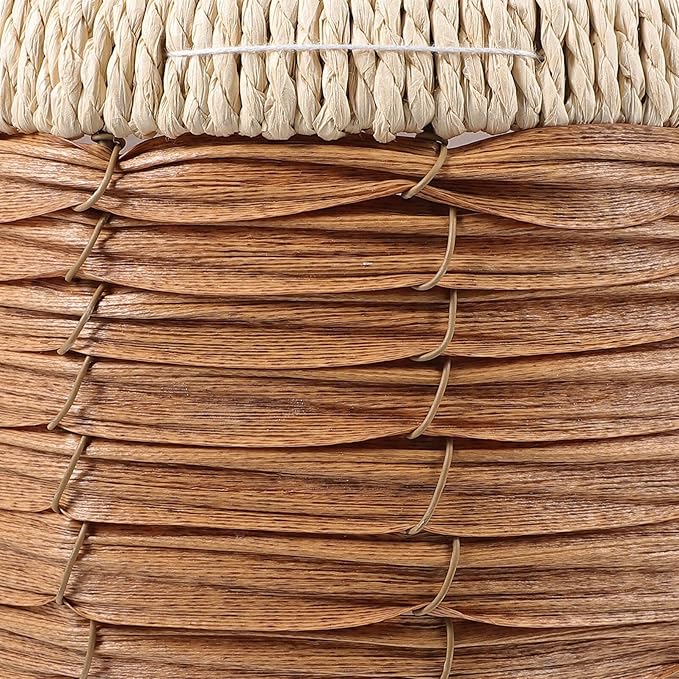 GANAZONO Woven Planter Basket Natural Rattan Plant Pot 7.28X7.28X5.31In Handwoven Multi-Purpose Flower Container for Indoor Outdoor Decor and Storage