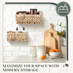 3 Pcs Woven Hanging Wall Baskets for Storage Seagrass Wall Mount Organizer with 6 Mounting Hooks Decorative Bathroom Basket for Boho Room Decor Letters Mail Kitchen
