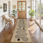 Kitchen Runner Rugs for Hallway, 2x8 Washable Farmhouse Non Slip Outdoor Runners Rug for Bedroom Porch Laundry Bathroom Geometric Brown