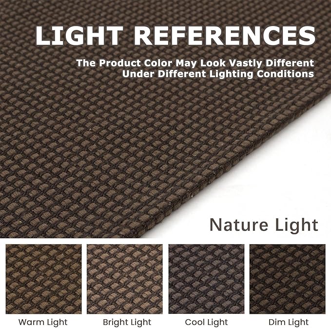 KOZYFLY Runners for Hallways 3x10 ft Washable Kitchen Runner Non Slip Rubber Backed Hallway Rugs Cotton Entryway Runner Rug Floor Carpet for Indoor Hall, Backdoor, Kitchen, Reddish Brown/Coffee