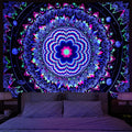 Amonercvita Blacklight Tapestry Trippy Mandala Tapestries UV Reactive Galaxy Stars Tapestry Psychedelic Neon Tapestries Wall Hanging Hippie Black Light Poster for Bedroom