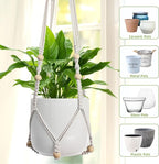 3 PCS Macrame Plant Hanger Indoor Hanging Planter Basket with Wood Beads Plants Holder Decorative Flower Pot Holder (POTS NOT Included) (Ivory White)