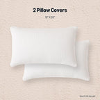 Amazon Basics Faux Linen Throw Pillow Covers with Hidden Zipper Closure, 12 × 20in, White, Pack of 2