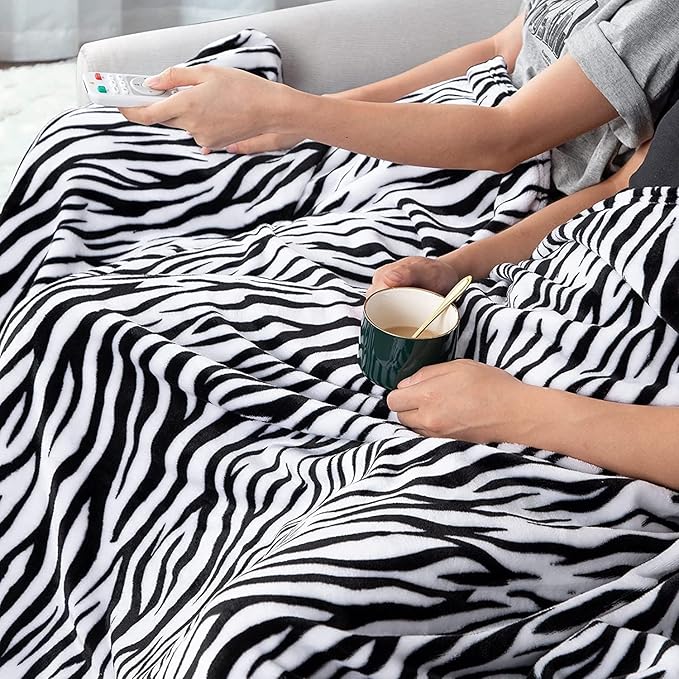 MACEVIA Flannel Fleece Throw Blanket for Couch, Zebra Blanket Black and White for Adult, Lightweight Warm Cozy Soft Blanket for Bed Sofa 260GSM, Suitable for All Seasons (Black Zebra,50x60inches)