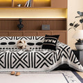 VClife Bohemian Couch Cover Western Aztec Sofa Cover for 3-4 Cushion Couch Sofa Washable Chenille Sofa Slipcover Boho Non Slip White Black Geometric Couch Slip Cover for Sectional Sofa 71''x150''