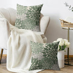 Sage Green Flower Pillow Covers 18X18 Inch Set of 2, Grey Gray Dahlia Floral Spring Summer Cream Decorative Throw Pillow Covers Outdoor Modern Farmhouse Cushion Case for Home Couch Sofa Bed Decor
