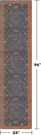 Navy Blue 2x8 Long Runner for Kitchen, 8ft Runner Rugs for Entryway, Hallway, Washable Non Skid Rubber Backing Low Pile Stain Resistance Floral Carpet