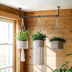 Bigmeta 34in Hanging Planters Rod for Indoor Plants - Max. Load 44 lb Black Metal Holder Rod for Wall Ceiling Decor, 2 Pcs (Pot Chain & Plants Not Included)