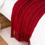 BATTILO HOME Christmas Decor Red Throw Blanket for Couch, Boho Bed Throws for Foot of Bed, Decorative Red Throws for Sofa Living Room, 50"x60"