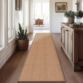 8ft Natural Jute Hallway Runner Rug Non Slip Washable, Rubber Backed Long Indoor Entryway Runner, Absorbent Kitchen Carpet Sink Rug, Camel