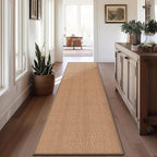 8ft Natural Jute Hallway Runner Rug Non Slip Washable, Rubber Backed Long Indoor Entryway Runner, Absorbent Kitchen Carpet Sink Rug, Camel