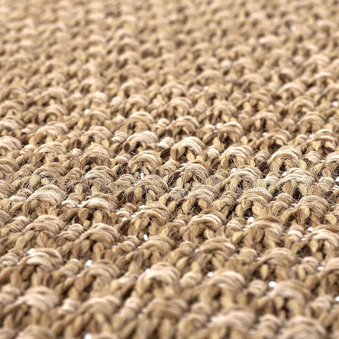 Easy Jute Rugs 6x9 Natural Color Living Room Indoor Outdoor Area Rug for Farmhouse Patio and Kitchen Rug High Traffic Washable Easy to Clean Solid Boho Woven Design Outside Carpet (6 x 9)