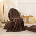YUSOKI Sherpa Large Throw Blanket Single Layer,Light Weight(1.7lb),370GMS-3D Stylish Design for Gift Home Decor (Brown,50"x65")