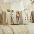 FUTEI Rust Blue Yellow Decorative Throw Pillow Covers 12x20 Inch Set of 2, Soft Tufted Striped Textured Accent Pillow Case,Boho Pillows for Couch Decor
