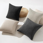 MIULEE Neutral Cream/Grey Decorative Pillow Covers 18x18 Inch Set of 4 Boho Western Farmhouse Throw Pillows Corduroy Couch Pillowcases Industrial Home Decor for Sofa Living Room Bed
