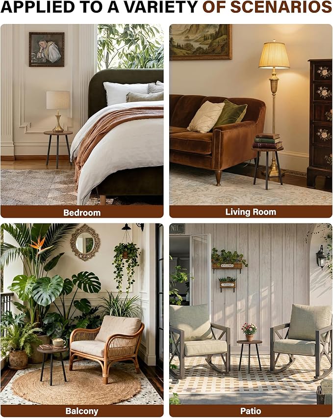 Plant Stand for Indoor 2 Pack: Plant Table 14inch Wooden & Metel Heavy Duty Plants Stool - Mid Century Modern Design for Bedroom/Living Room/Patio/Garden