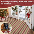 Lahome Christmas Outdoor Rug, 3x5 Christmas Decorations for Porch Entryway Front Door, Striped Plaid Decor Non Slip Non Shedding Red and Green Carpet for Foyer Patio
