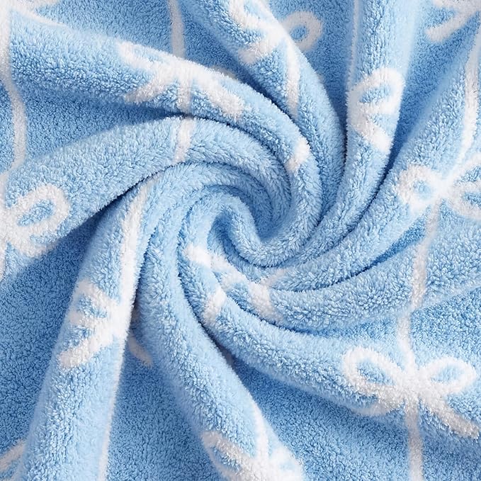 WRENSONGE Throw Blanket Vertical Stripes Bowknot Blue Soft Cozy Fluffy Warm Throw for Couch Sofa Bed Camping Picnic Travel Lightweight - 50"*60"