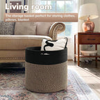 Goodpick Woven Rope Storage Basket, Blanket Basket for Towel, Shoe, Clothes, Large Toy Storage for Playroom, Living Room, Nursery, Toy Bin, Black