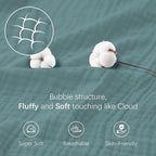 Cosy Family 6 Layer Muslin Bed Blanket - Breathable and Lightweight Gauze Boho Blanket for Spring, Soft 100% Cotton Muslin, Green, 55x80 Inches