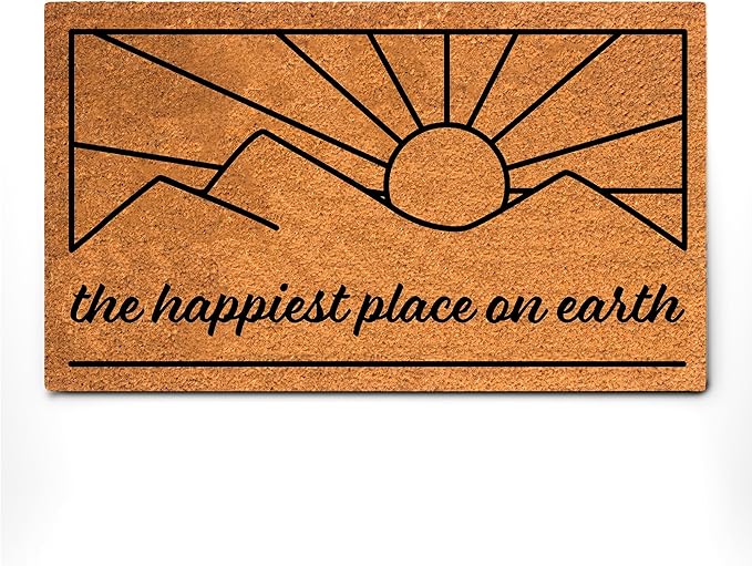 PLUS Haven Coconut Coir Home Entrance Door Mat – 17.5" x 30" | The Happiest Place on Earth Heavy-Duty Doormat for Indoor & Outdoor Use | Eco-Friendly & Durable