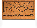 PLUS Haven Coconut Coir Home Entrance Door Mat – 17.5" x 30" | The Happiest Place on Earth Heavy-Duty Doormat for Indoor & Outdoor Use | Eco-Friendly & Durable