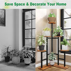 IBUYKE 6 Tier Plant Stand Indoor, Tall Flower Pot Stand for Multiple Plants, Tiered Corner Plant Shelf for Living Room Patio Balcony Garden, Rustic Brown TMJ072H