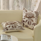 Brown Pillow Covers 16x16 Set of 2 Vintage Boho Floral Hydrangea Herbs Botanical Throw Pillow Cover Outdoor Flower Decorative Pillowcase Linen Farmhouse Cushion Case Decor for Couch Sofa