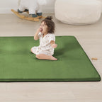 1.3" Thick Baby Play Mat for Floor, 79x79 Playpen Mat, Pro Soft Flannel Foam Mats Toddler Infant Kids Crawling for Nursery Rug Playroom Living Room Waterproof Easy Care Non-Slip (Olive)