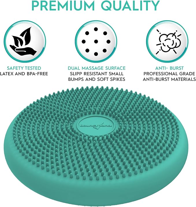 Bouncyband – Wiggle Seat – Green, 13” D – Large Sensory Cushion for Kids Ages 6-18+ – Promotes Active Learning, Improves Student Productivity, Includes Easy-Inflation Pump