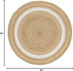 Unique Loom Braided Jute Collection Classic Quality Made Natural Hand Woven with Coastal Design Area Rug (8' 0 x 8' 0 Round, Natural/ Ivory)