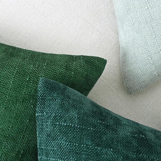 Set of 4 Soft Textured Decorative Throw Pillow Covers 16x16 Inch Cozy Farmhouse Cushion Cover Square Accent Pillow Cases for Bed Couch Sofa Living Room, Dark Teal
