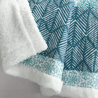 Lush Decor Bohemian Stripe Sherpa Throw Blanket, 50" W x 60" L, Blue & Green - Bold Colorful Boho Stripe Design - Quilted Print - Soft Sherpa Blanket For Bed, Couch, Or Chair