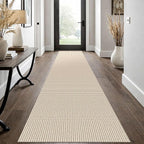 EARTHALL Woven Runner Rug 2x12 Ft Washable Runners for Hallways Extra Long Cotton Non Slip Rubber Backed Kitchen Runner Braided Indoor Floor Carpet for Entryway, Hall, Kitchen, Beige/Khaki
