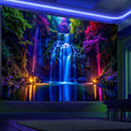 Miytal Blacklight Waterfall Tapestry - UV Reactive Glow in the Dark Neon Forest Wall Hanging, Vibrant Nature Landscape Wonderland for Bedroom, Living Room Decor - 94.5" x 126"