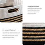 UBBCARE Set of 3 Storage Cubes 13 X 13 X 13 in, Water Hyacinth Storage Bins for Shelves, Toys, Book, Storage Baskets with Handles, Cotton Rope Woven Baskets for Organizing, Black