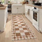 GarveeHome Checkered Jute Runner Rug 2x6 Kitchen Runner Rugs Indoor Outdoor Entryway Rug Non-Slip Washable Jute Rugs for Hallway Non Shedding Neutral Carpet for Bedside Entry Front Door Porch, Brown