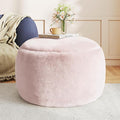 Round Stuffed Pouf Ottoman for Foot Rest, A Round Modern Foam Filled Poufs, Floor Chair for Living Room, Nursery, Dorm, A Soft Modern Foot Stool Perfect to Rest Your Feet (Pink, 29Inch)