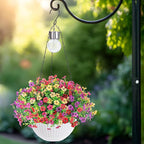 Artificial Faux Hanging Plants Flowers Basket for Spring Outdoor Outside Decorations, Fake Silk Daisy Look Real,Ferns in Planter UV Resistant Realistic for Front Door Yard Farmhouse Wedding Decor